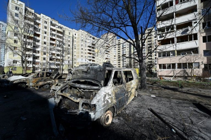 Cars destroyed by recent shelling in Kyiv