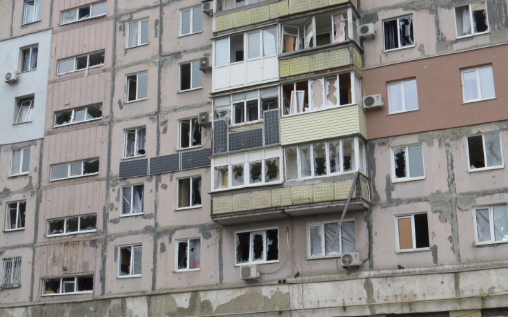 FLE PHOTO: A view shows a residential building, which locals said was damaged by recent shelling, in Mariupol, Ukraine February 26, 2022. 