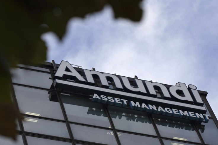 The Amundi company logo is seen at their headquarters in Paris, France, October 7, 2015.