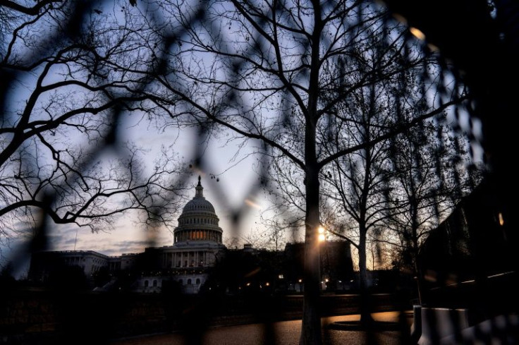 Temporary security fencing surrounds the US Capitol in Washington for the State of the Union speech