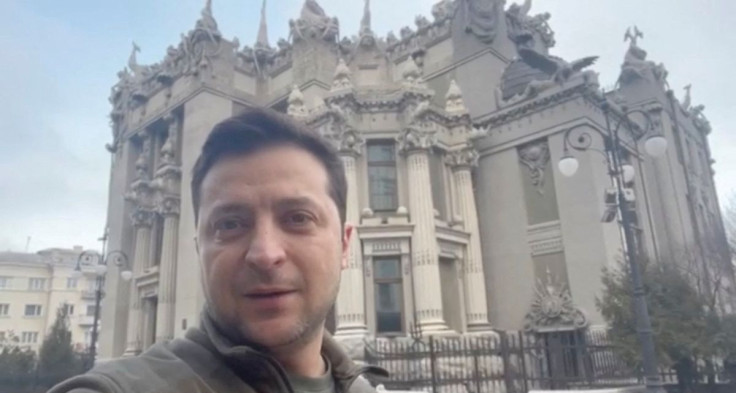 Ukrainian President Volodymyr Zelenskiy addresses Ukrainians in Kyiv, Ukraine, February 26, 2022 in this screengrab obtained from a social media video. Instagram/@zelenskiy_official/via REUTERS