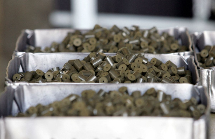 Uranium pellets, a nuclear fuel product for atomic power plants, are seen on a production line at Ulba Metallurgical Plant in Kazakhstan's eastern town of Ust-Kamenogorsk August 11, 2006.