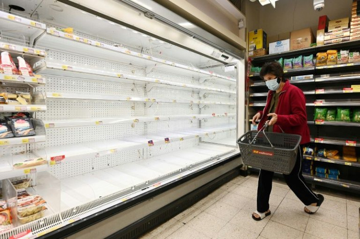 Shelves are empty in many supermarkets across the financial hub