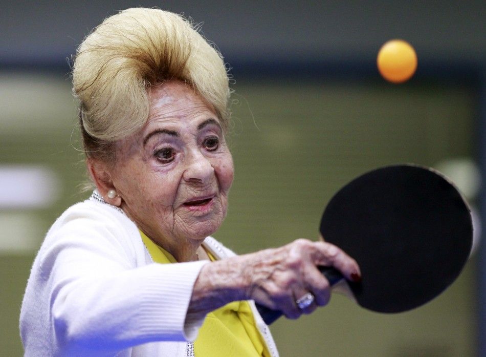 A holocaust survivor plays ping pong at a program for people with Alzheimer039s and dementia in Los Angeles