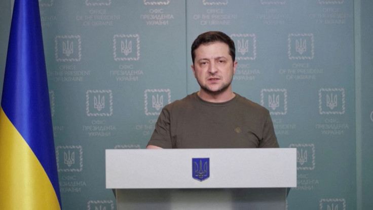 Ukrainian President Volodymyr Zelenskiy speaks during a video address amid Russia's invasion of Ukraine, in Kyiv, Ukraine, February 28, 2022 in this still image taken from video. Ukrainian Presidential Press Service/via Reuters TV/Handout via