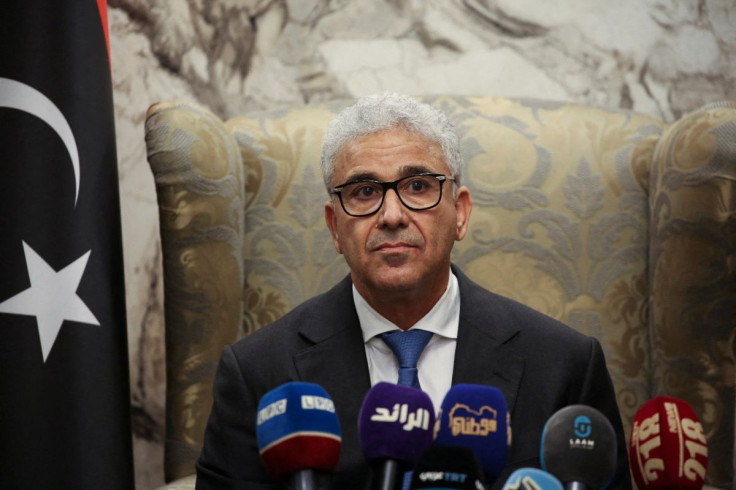 Fathi Bashagha, designated as prime minister by the parliament, delivers a speech at Mitiga International Airport, in Tripoli, Libya February 10, 2022.