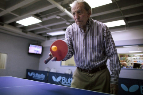 A man plays ping pong at a program for people with Alzheimer&#039;s and dementia in Los Angeles