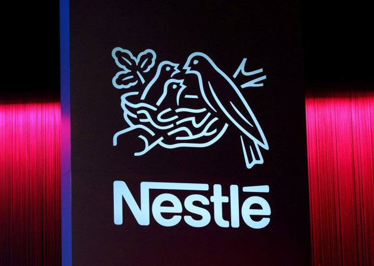 A logo is pictured during the 152nd Annual General Meeting of Nestle in Lausanne, Switzerland April 11, 2019. 