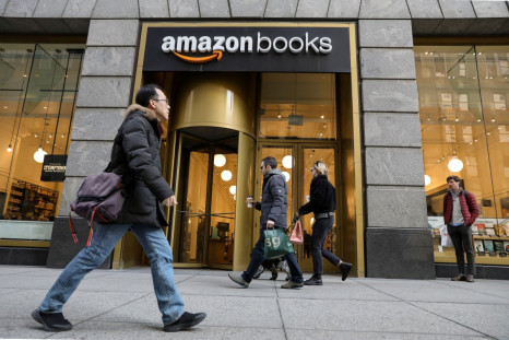 People walk past an Amazon Books retail store in New York City, U.S., February 14, 2019. 