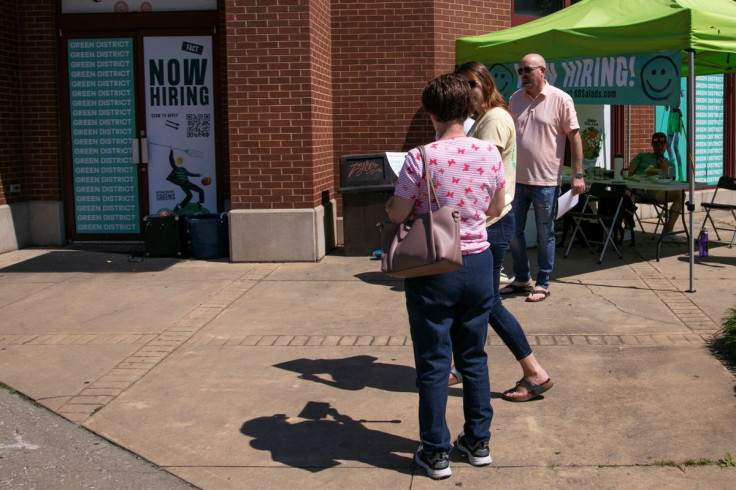 People attend a hiring event for Green District, a new restaurant ahead of its opening, as many restaurant businesses face staffing shortages in Louisville, Kentucky, U.S., June 5, 2021.   