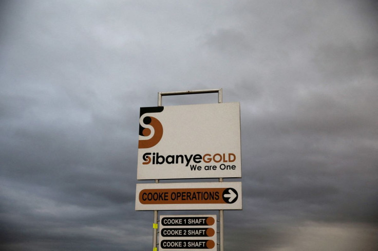 A sign board is seen near the Sibanye gold mine in Westonaria, west of Johannesburg, April 6, 2016.