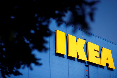The company's logo is seen outside of an IKEA Group store in Saint-Herblain near Nantes, France, March 22, 2021. 