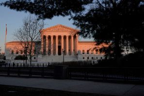The sun sets on the U.S. Supreme Court in Washington, U.S., January 26, 2022. 