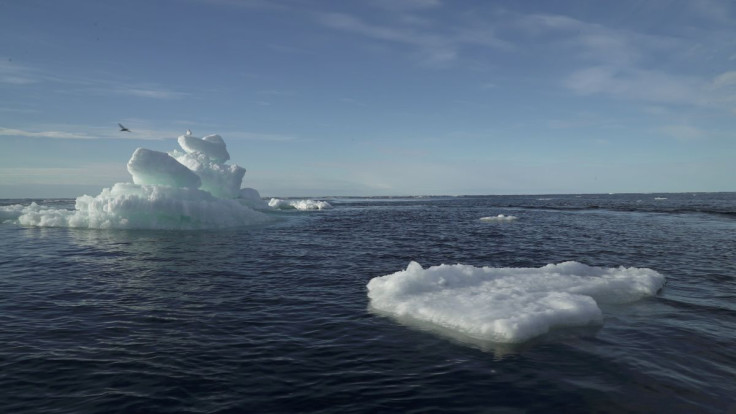 Floating ice is seen during the expedition of the Greenpeace's Arctic Sunrise ship at the Arctic Ocean, September 14, 2020.