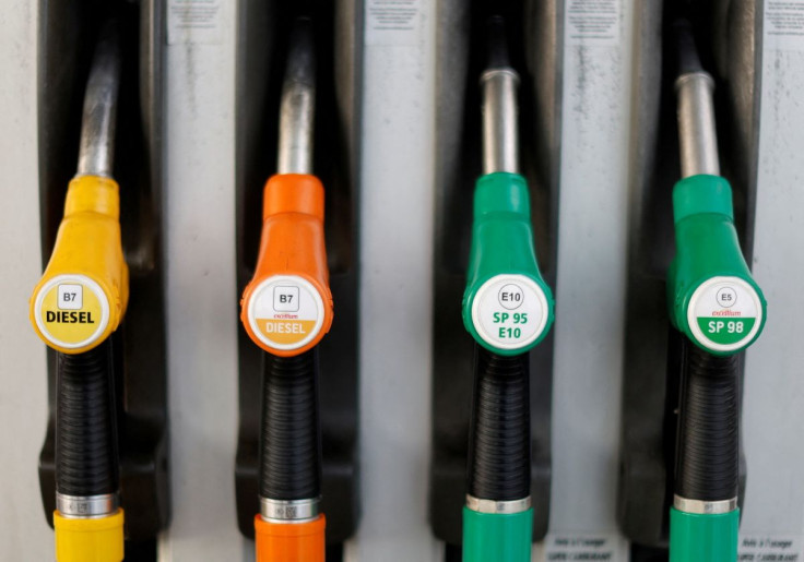 Fuel nozzles are seen at a petrol station in Nice, France, January 25, 2022.