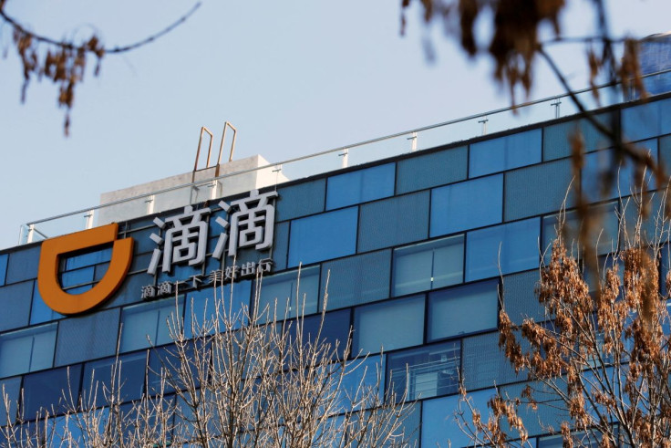 A Didi logo is seen at the headquarters of Didi Chuxing in Beijing, China November 20, 2020.