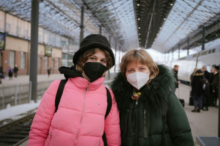 Maria, 14, and her mother Svetlana, took a last-minute train to Finland after the cancellation of their flight back to Austria where they live