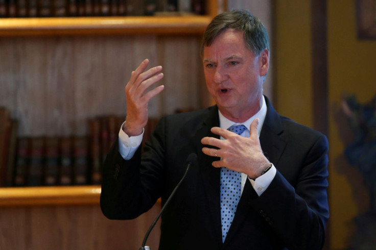 Chicago Federal Reserve Bank President Charles Evans speaks during the Global Interdependence Center Members Delegation Event in Mexico City, Mexico, February 27, 2020. 