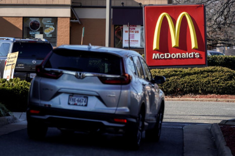 The logo for McDonald's restaurant is seen as McDonald's Corp. reports fourth quarter earnings, in Arlington, Virginia, U.S., January 27, 2022.  