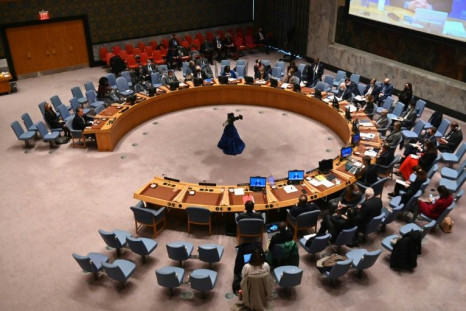The United Nations Security Council meeting in New York City on February 28, 2022. It will hold an emergency meeting Monday on the humanitarian crisis triggered in Ukraine by the Russian invasion