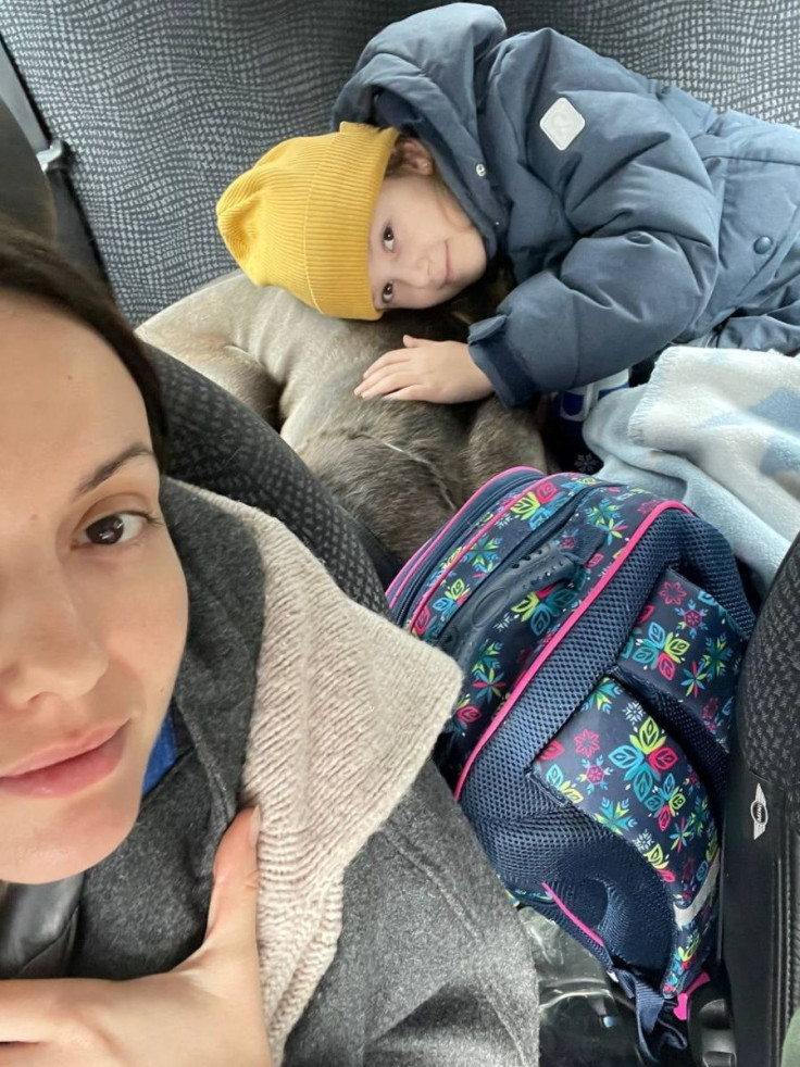 Ukrainian mother Yulia Yanchar takes a selfie with her six-year-old daughter Eva Zahakailo as they take shelter during the Russian invasion of Ukraine, in this undated photo in Khotyanivka near Kyiv, Ukraine. Yulia Yanchar/Handout via REUTERS