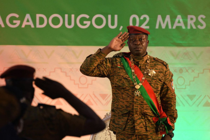 Lieutenant Colonel Paul-Henri Damiba, who led Burkina Faso's military coup in January, is sworn in for a second time as president to lead a three-year transition after a national conference approved a transitional charter in Ouagadougou, Burkina Faso Marc