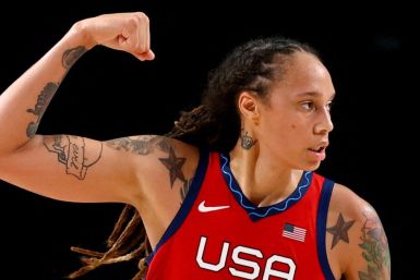Brittney Griner of the United States gestures during a game against Australia at Saitama Super Arena in their Tokyo 2020 Olympic women's basketball quarterfinal game in Saitama, Japan August 4, 2021. 