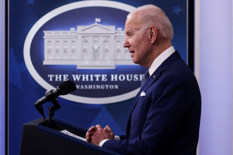 U.S. President Joe Biden announces new steps requiring government to buy more made-in-America goods during remarks in the Eisenhower Executive Office Building's South Court Auditorium at the White House in Washington, U.S., March 4, 2022. 