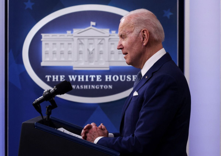 U.S. President Joe Biden announces new steps requiring government to buy more made-in-America goods during remarks in the Eisenhower Executive Office Building's South Court Auditorium at the White House in Washington, U.S., March 4, 2022. 