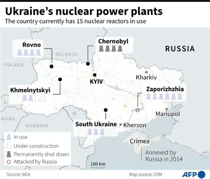 Map showing Ukraine's nuclear power plants