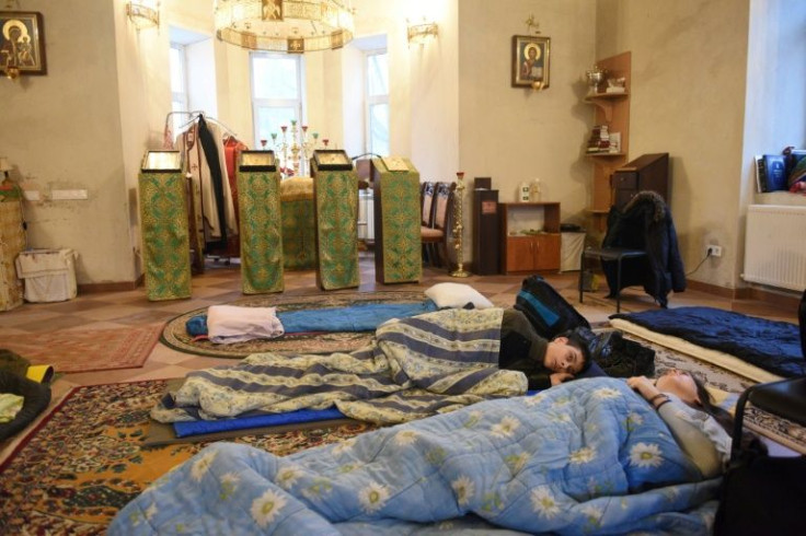 The monastery has become a centre for dispensing aid for people fleeing the fighting further east