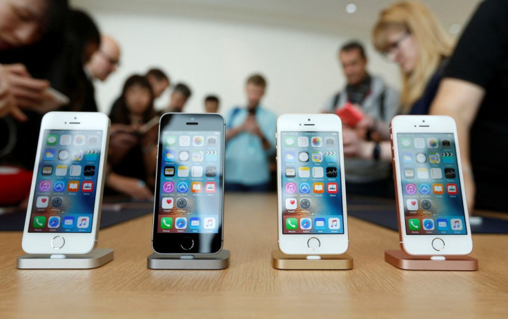 The new iPhone SE is seen on display during an event at the Apple headquarters in Cupertino, California March 21, 2016. 