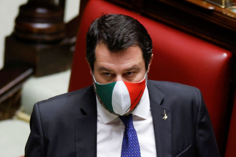 The League party leader Matteo Salvini attends a voting session at the Chamber of Deputies to elect the country's new president in Rome, Italy, January 24, 2022. 