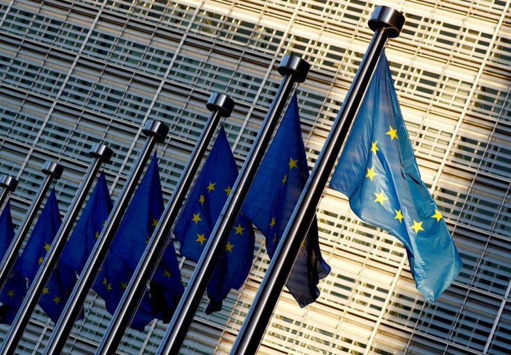 European Union flags are seen outside the European Commission headquarters in Brussels, Belgium November 14, 2018.  