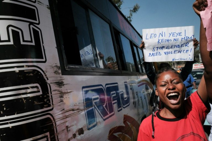 Around 150 people marched through Nairobi calling for an end to gender-based violence