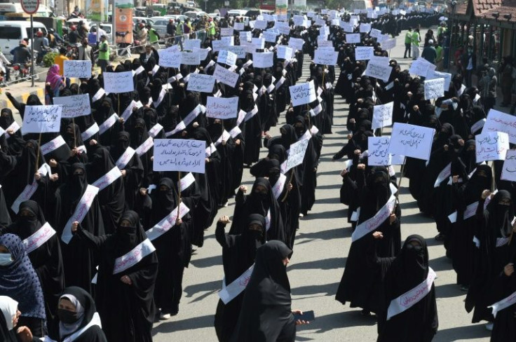 Some 2,000 women rallied in Pakistan's eastern city of Lahore