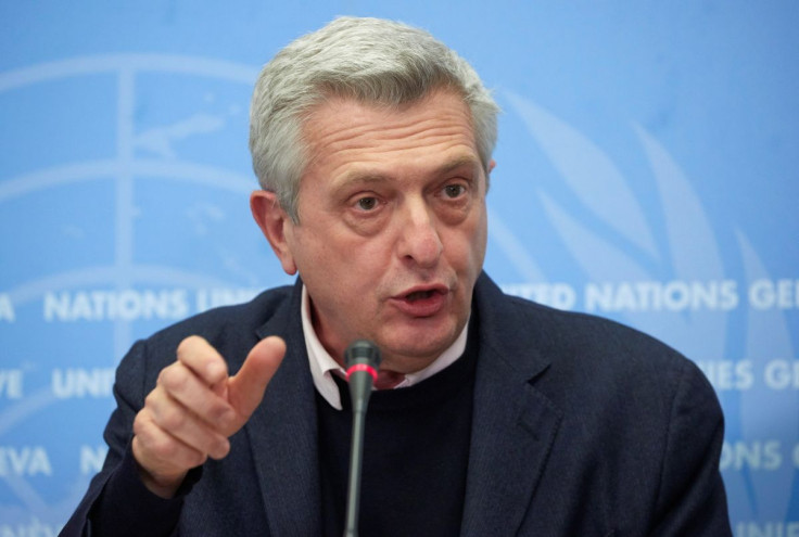 Filippo Grandi, U.N. High Commissioner for Refugees attends the launch of 2022 humanitarian response plans for Afghanistan and the region in Geneva, Switzerland January, 10, 2022 .  