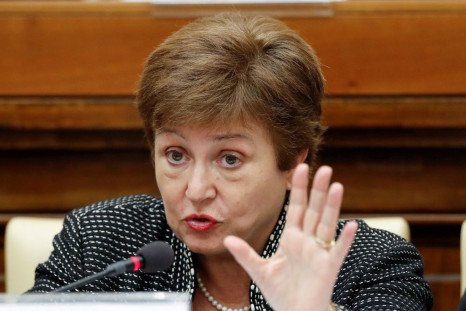 IMF Managing Director Kristalina Georgieva speaks during a conference hosted by the Vatican on economic solidarity, at the Vatican, February 5, 2020. 