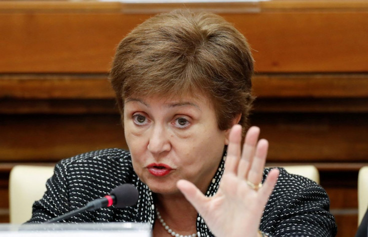 IMF Managing Director Kristalina Georgieva speaks during a conference hosted by the Vatican on economic solidarity, at the Vatican, February 5, 2020. 