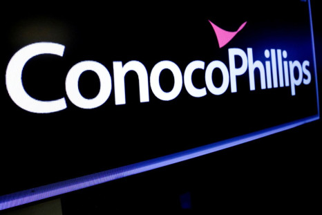 The logo for ConocoPhillips is displayed on a screen on the floor at the New York Stock Exchange (NYSE) in New York, U.S., January 13, 2020. 