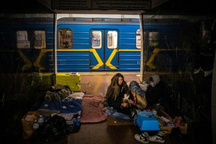 Thousands of Kiev's citizens have moved their pets and their children into the metro system to avoid Russian air strikes