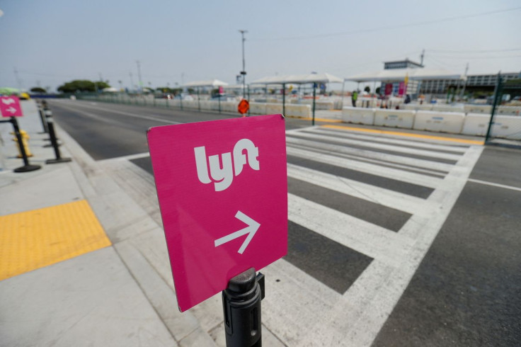 An empty Lyft pick-up area is shown as rideshare drivers hold a rally as part of a statewide day of action to demand that ride-hailing companies Uber and Lyft follow California law and grant drivers "basic employee rights'', in Los Angeles, California, U.