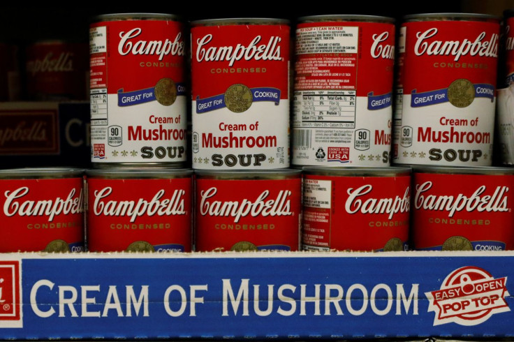 Cans of Campbell's Soup are displayed in a supermarket in New York City, U.S. February 15, 2017.