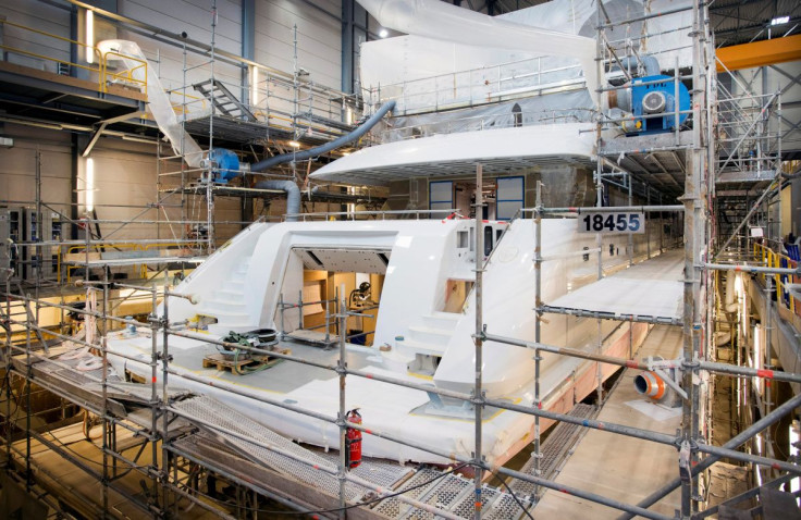 A yacht is seen under construction at the Heesen Yachts shipyard in Oss, Netherlands August 8, 2018. 