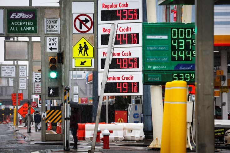 Gasoline prices are displayed at a gas station, following Russia's invasion of Ukraine, in Jersey City, New Jersey, U.S., March 9, 2022.