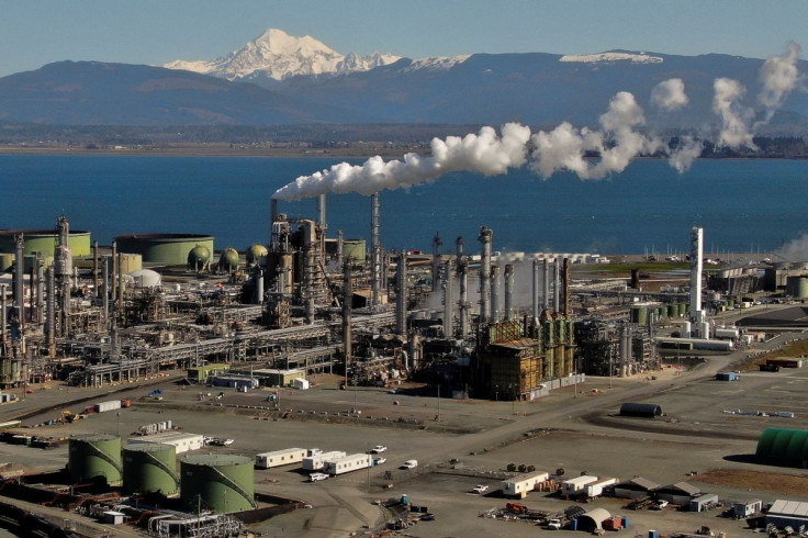 A general view shows Marathon Petroleum's refinery, following Russia's invasion of Ukraine, in Anacortes, Washington, U.S., March 9, 2022. Picture taken with a drone.  