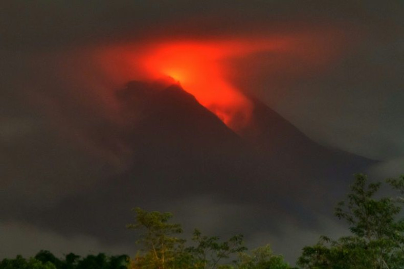 Lava flows down from the crater of Indonesia's most active volcano Mount Merapi on March 10