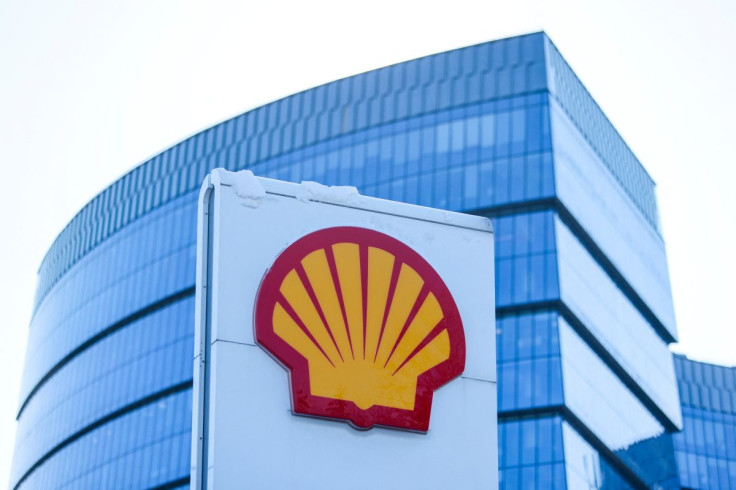 A view shows a board with the logo of Shell at the company's fuel station near a business centre in Moscow, Russia March 9, 2022.