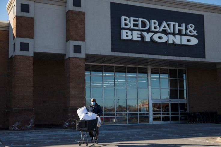 A customer leaves a Bed Bath & Beyond store in Novi, Michigan, U.S., January 29, 2021.