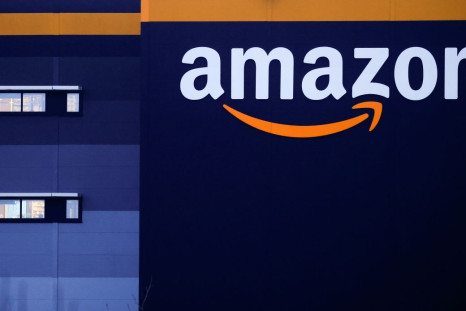 The logo of Amazon is seen at the company's logistics center in Bretigny-sur-Orge, near Paris, France, December 7, 2021. 